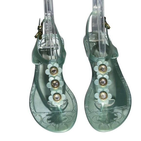 COACH Womens Paisley Jelly Sandals Floral Embellishments Buckle Strap Size 7B - Picture 3 of 16